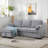 Aurora 91.5 " Reversible Chenille Upholstered Sleeper Sofa Bed with Storage Chaise-2015726450