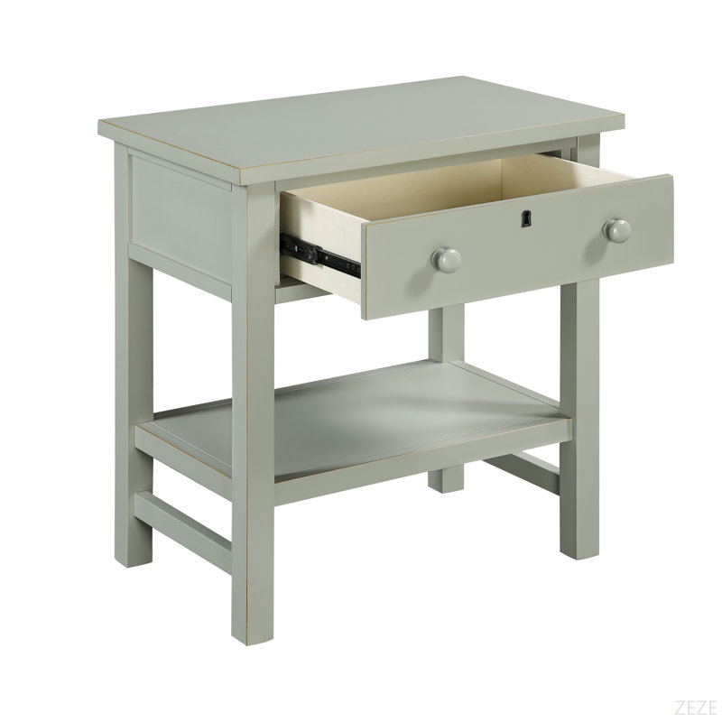 Table de chevet à 1 tiroir avec rangement - Gris antique, Gris antique