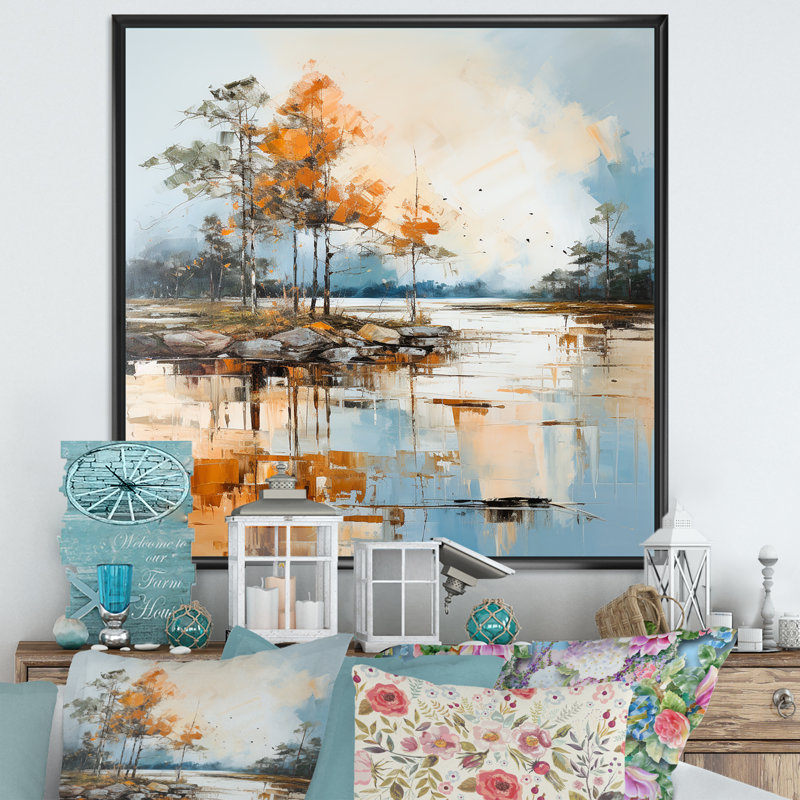 Impression sur toile Lake Smmer Charm, H 24 po x l 24 po x P 1 po, Cadre flottant noir