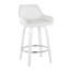 Tabouret de bar à hauteur fixe avec pivot en bois blanc et similicuir blanc avec repose-pieds rond chromé - ensemble de 2-96742011