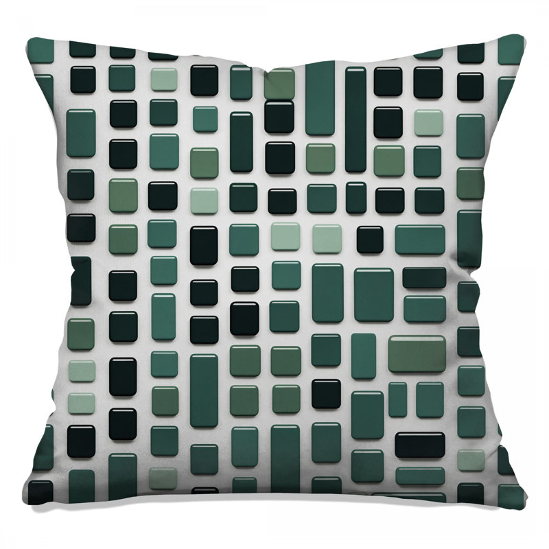 Coussins rectangulaires verts à double face, 14 x 14 inches