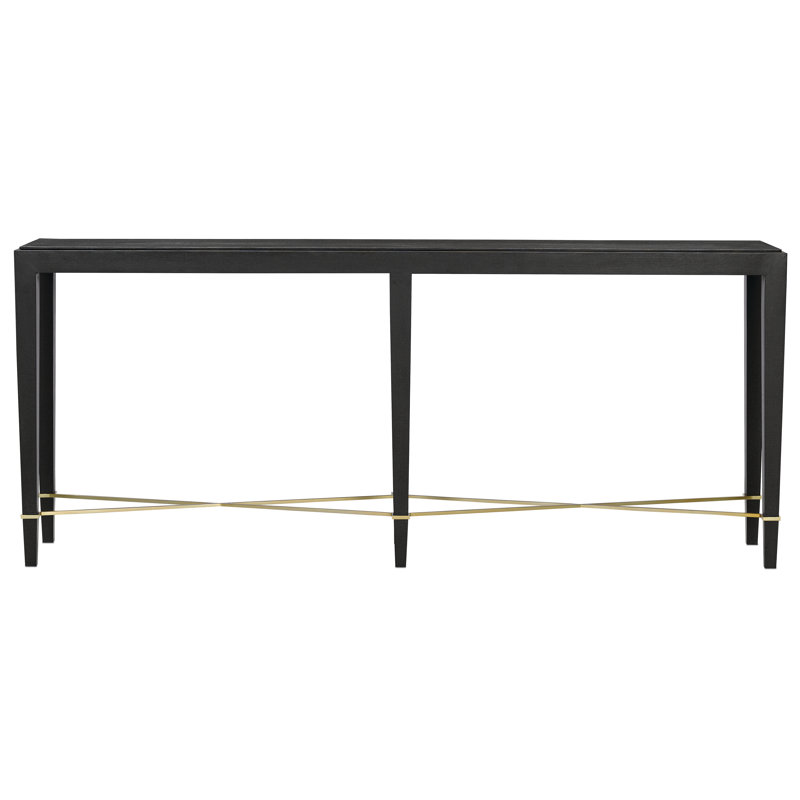Verona 76'' W Solid Wood Console Table, Black Lacquered Linen