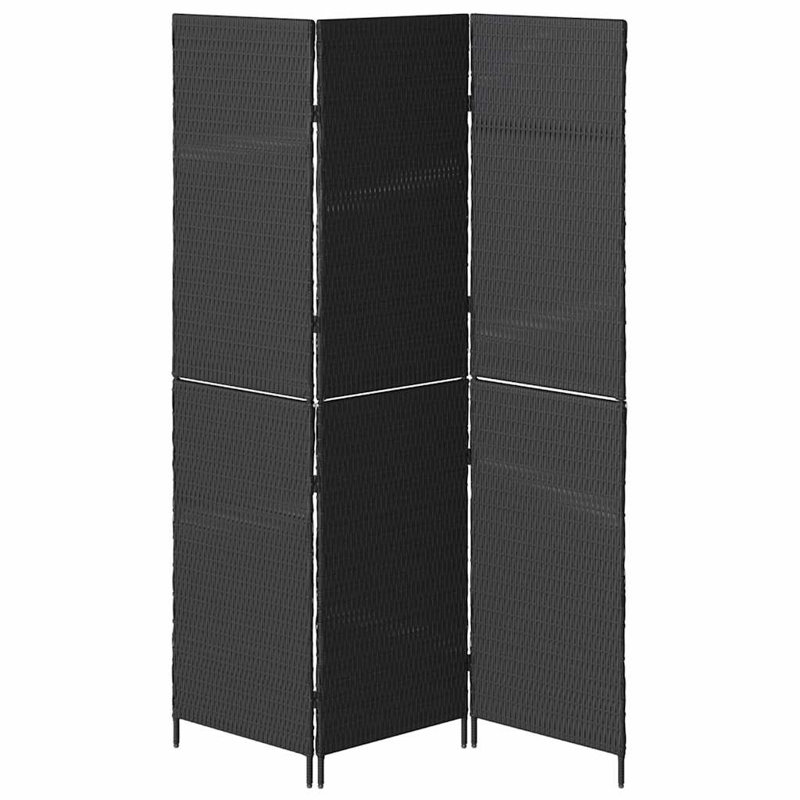 3 - Panel Folding Room Divider, 180cm H x 146cm W x 0.16cm D, Black