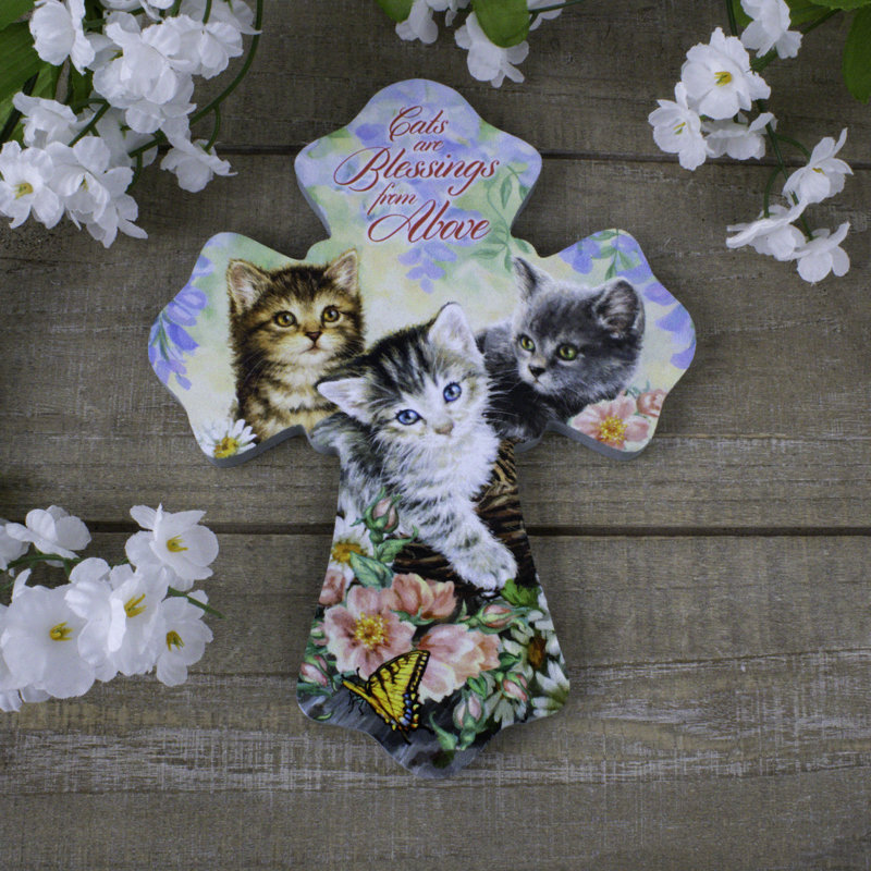 Cats Are Blessings Wooden Cross