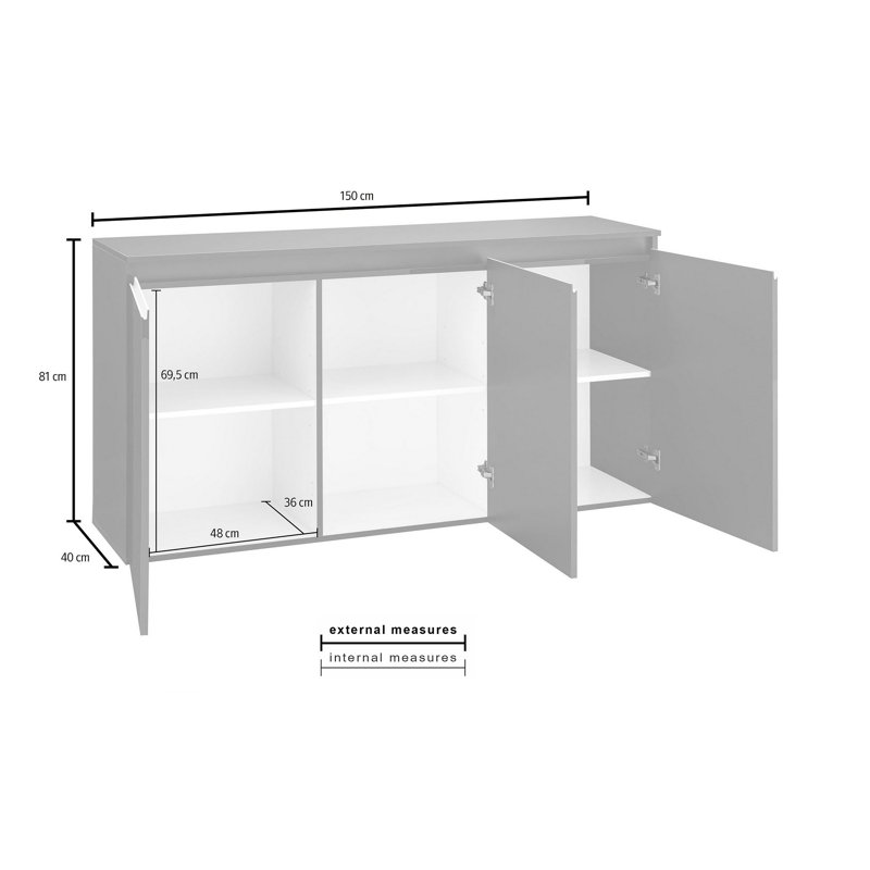 Biagio 150cm Sideboard, Anthracite