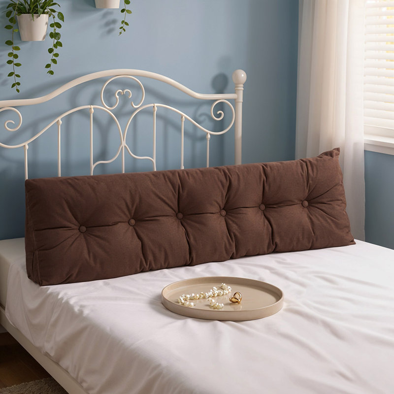 Cotton Rectangular Backrest, Brown, 180cm W x 20cm D