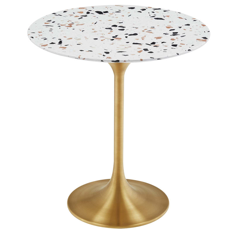 Modway Lippa 20" Round Terrazzo Side Table, Gold