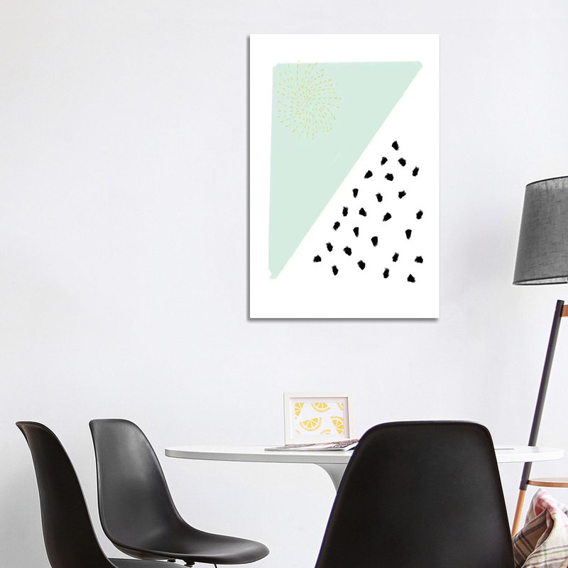 Mint And Gold Abstract by Leah Straatsma - Print on Canvas, Wrapped Canvas, 101.6cm H x 66.04cm W x 1.91cm D