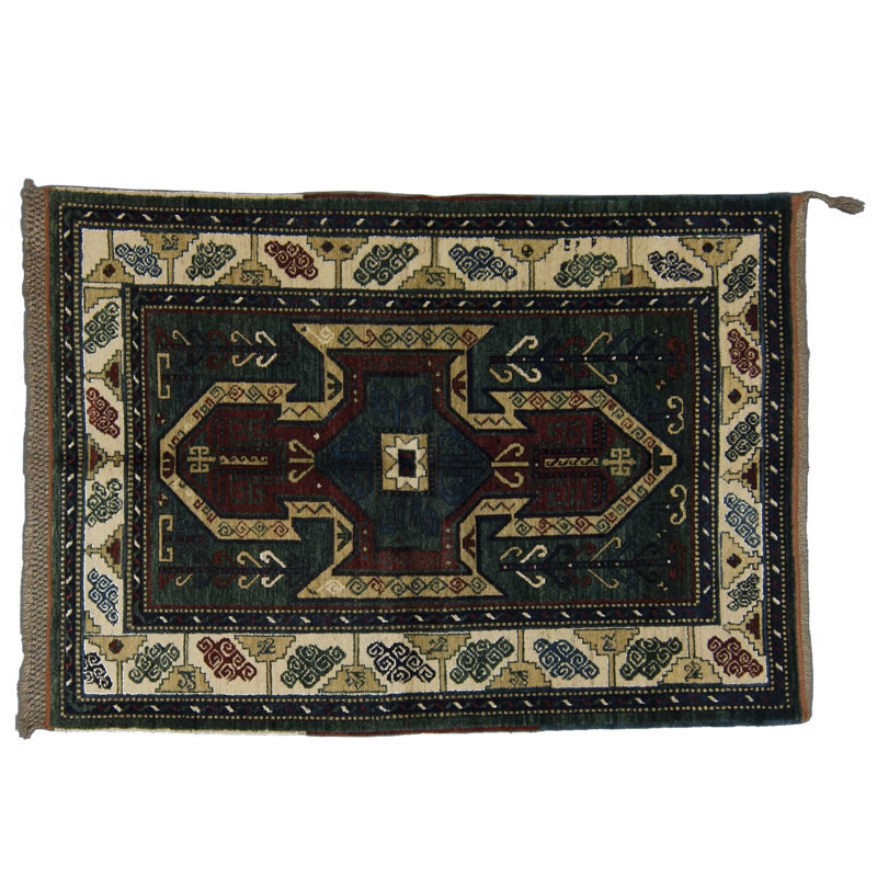 Sevan Wool Southwestern Area Rug in Beige/Green