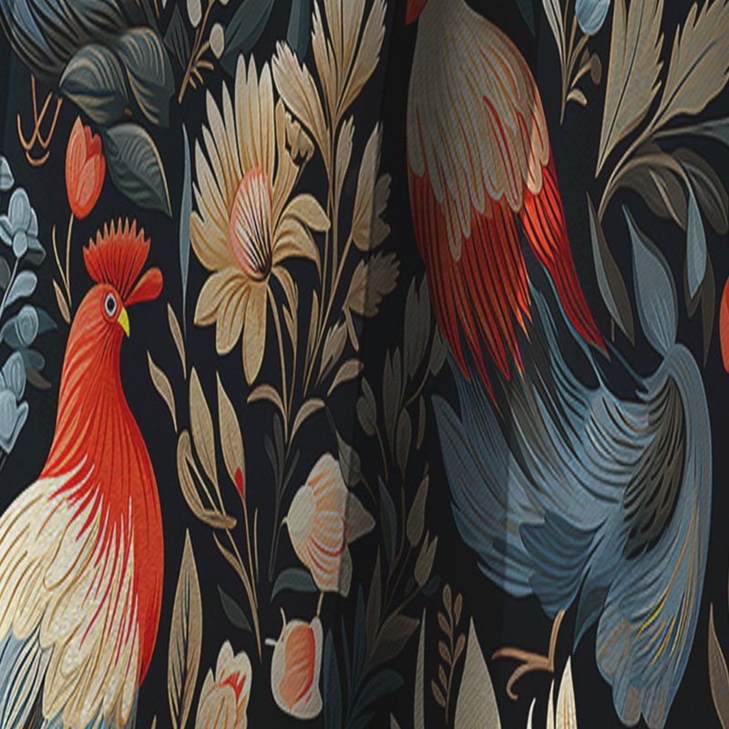Motif de coq rouge Country Charm - rideau occultant marbre marbre abstrait - 1 panneaux, L 52 po x L 108 po