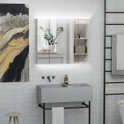 Armoire de salle de bain avec miroir à DEL 35,5 po x 29,5 po avec gradateur