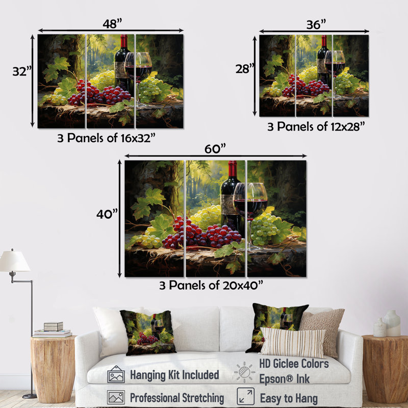 Cabernets Calm - Wine Wall Decor Set, 32" H x 48" W x 1" D