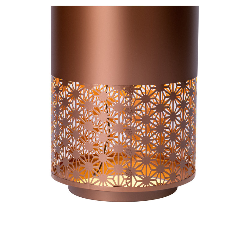 20.87"H Brown Metal Cutout Outdoor Water Fountain with LED Lights - Modern Freestanding Candle Style Water Feature for Patio & Backyard Decor