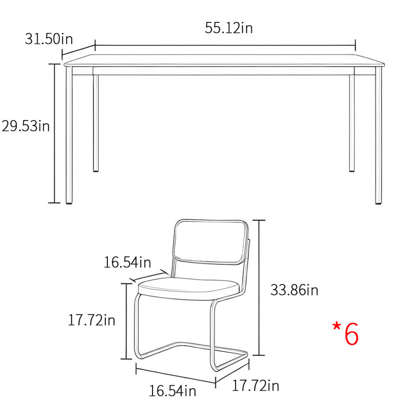 Ensembles de table de salle à manger simples et luxueux, H 29,53 po x L 55,12 po x l 31,5 po