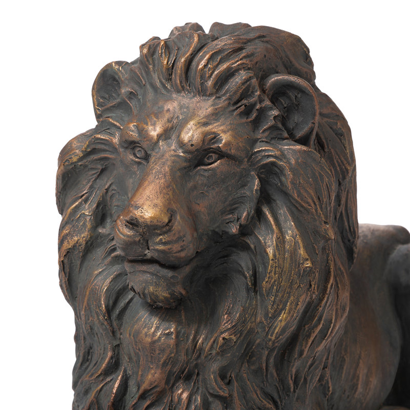 Statue de lion gardien MGO couché, Bronze, 2