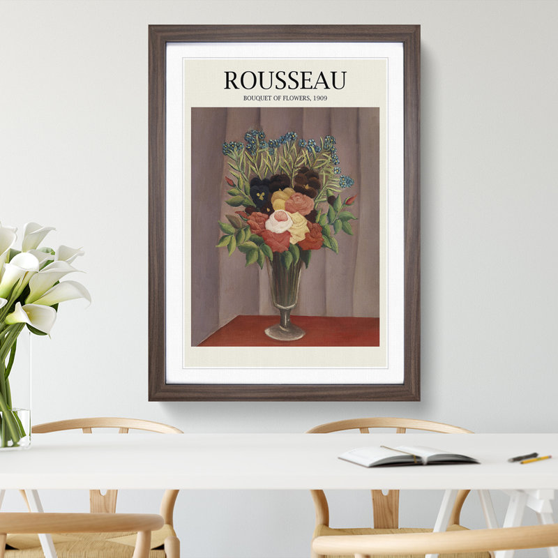 Bouquet of Flowers Vol.1 by Pierre-Auguste Renoir - Picture Frame Art Prints, Walnut, 65cm H x 48cm W x 2cm D