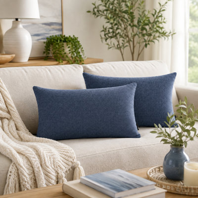 Lot de 2 housses de coussin décoratives contemporaines Posh, 33 x 51 cm, bleu marine