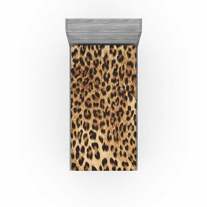 Ambesonne Christmas Fitted Sheet 2-Pack Tree Branches Bells, Twin Fitted Sheet, Pale Brown/Black Animal Print