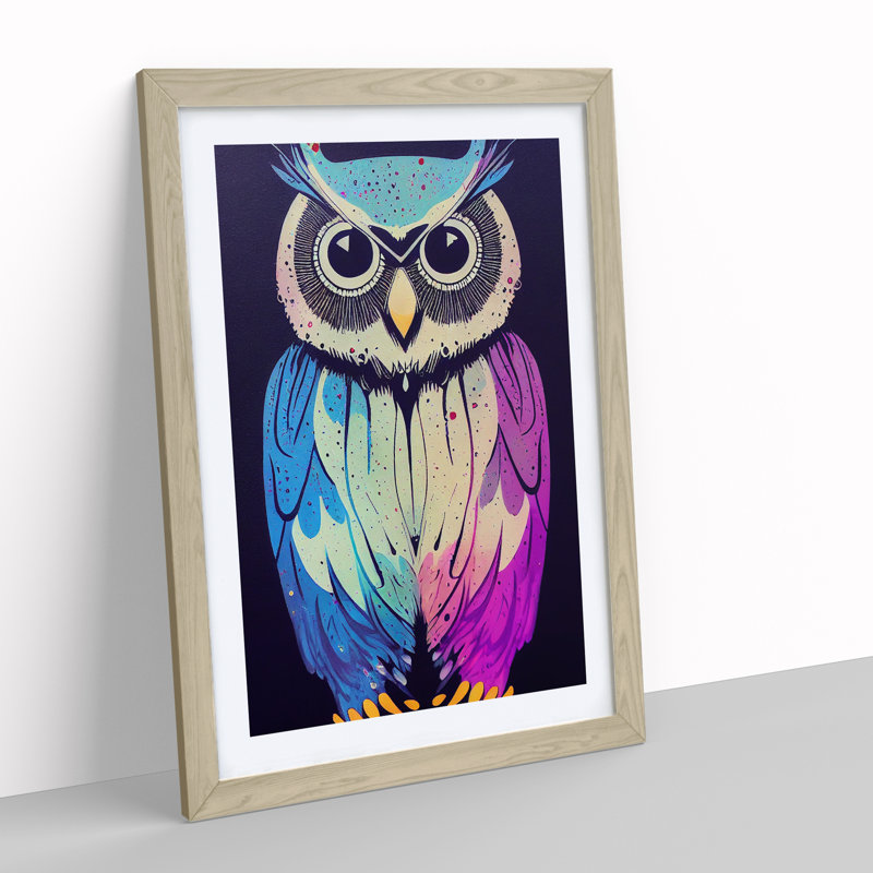 Owl in No.3 - Framed Print, 34cm H x 25cm W x 2cm D, Oak