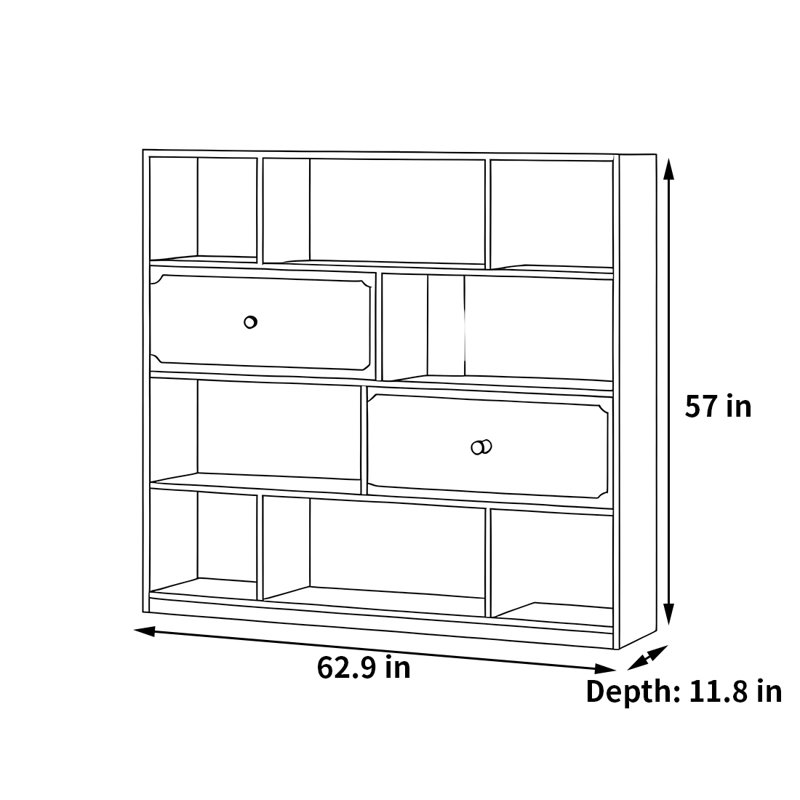 Patnaude, (4 Shelves) 57"H x 62.9"W x 11.8"D