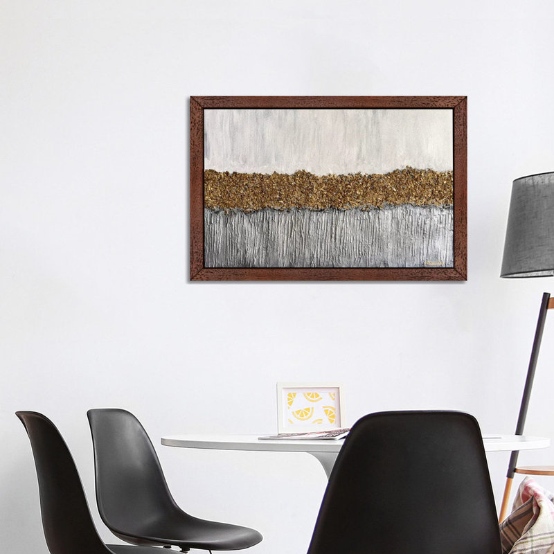 Golden Formation by Nikki Chauhan - Floater Frame Painting on Canvas, 152.5 cm H x 101.5 cm W, Brown