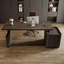 Bureau rectangulaire en bois manufacturé de couleur fumée + acier avec 3 tiroirs-1352397069-1352397070