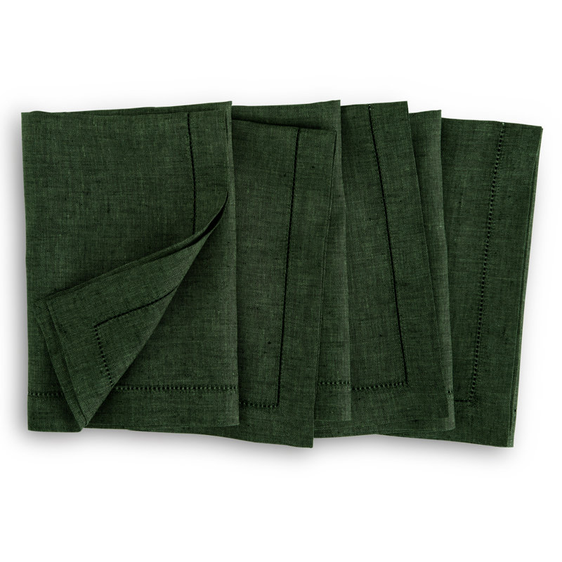 Milan - 100% Pure Linen Dinner Napkins, Forest Green