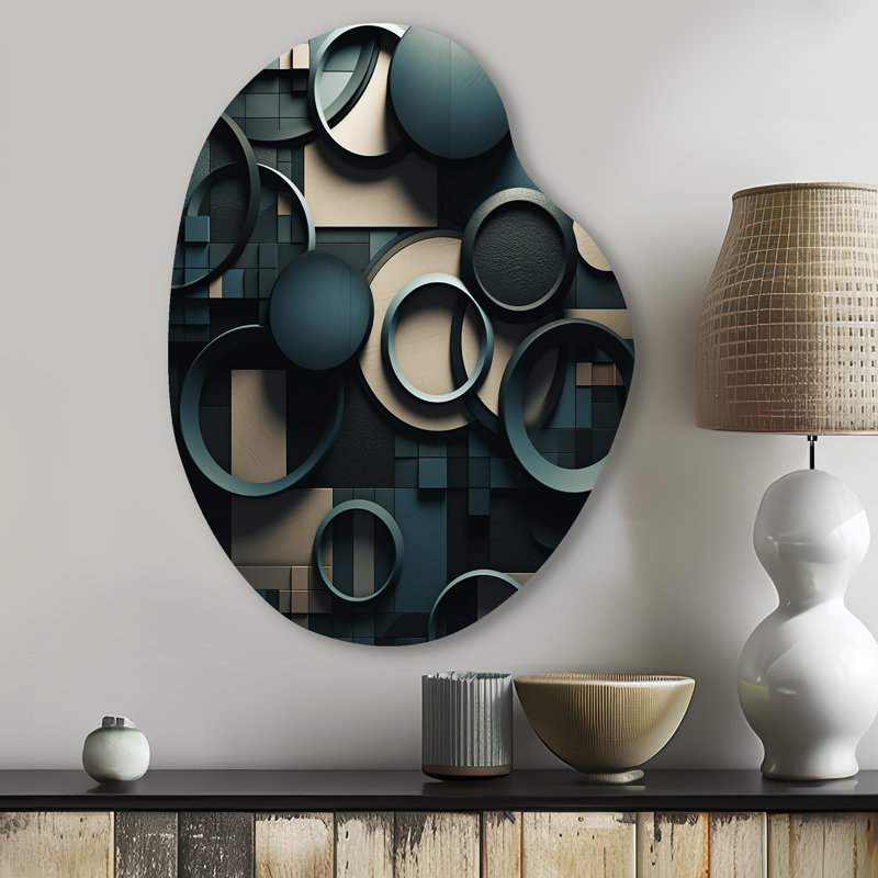 Décoration murale irrégulière en forme de poire sarcelle - Cubism, H 30 po x l 22 po