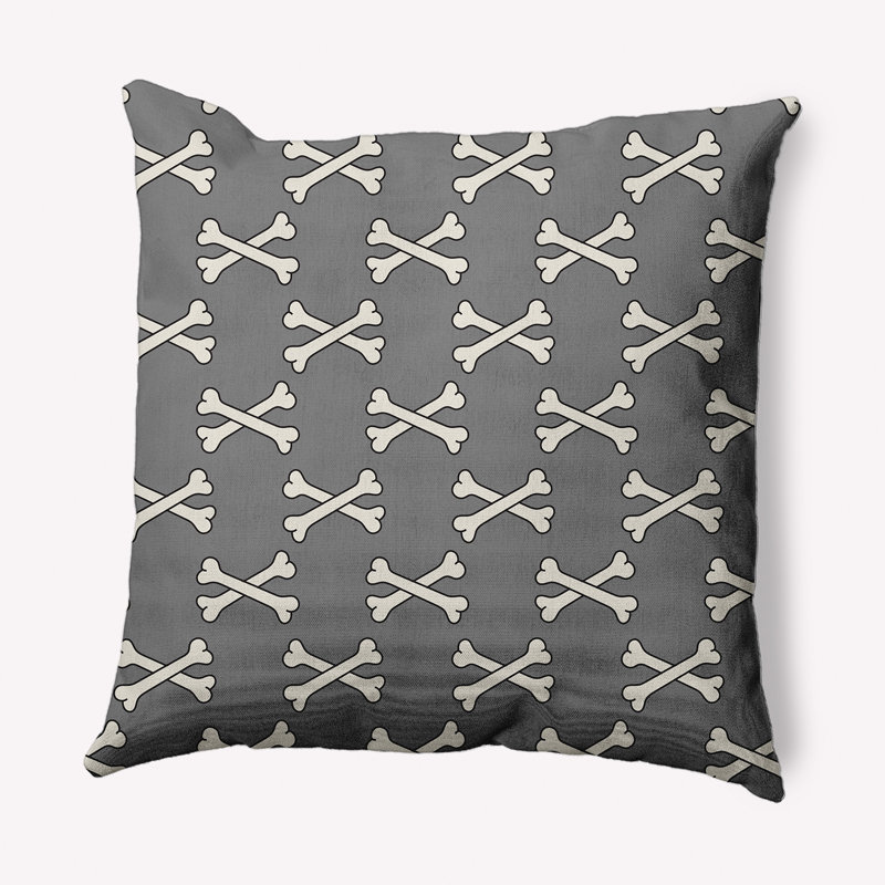 Coussin intérieur / extérieur Cross Bones, Gris acier, 16 po x 16 po