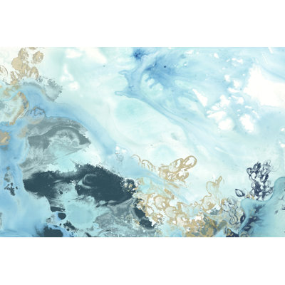 Aqua Wave Form II by June Erica Vess - Wrapped Canvas Painting