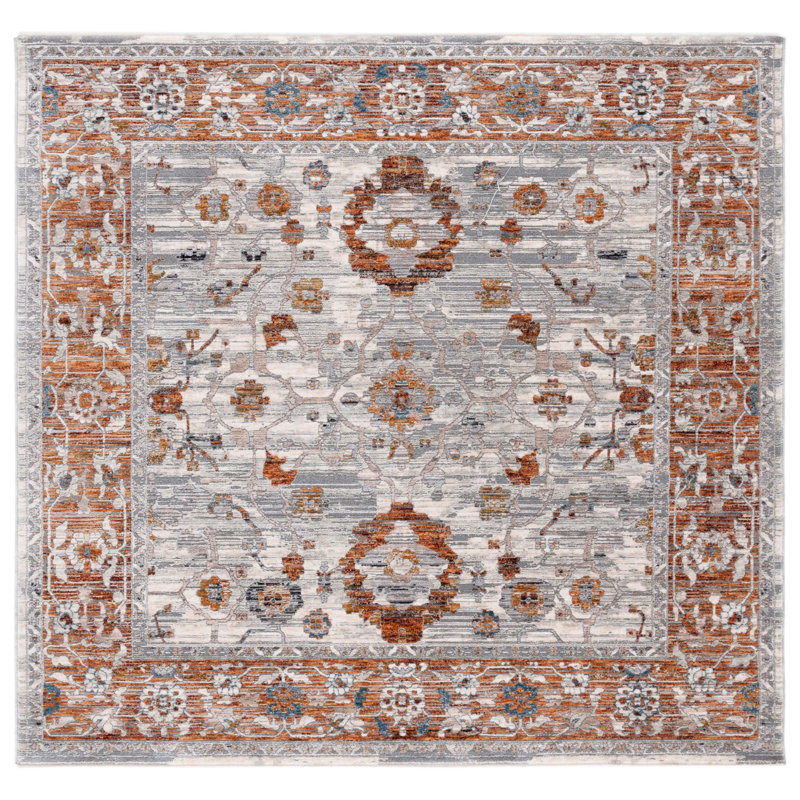 Tapis gris ivoire / rouille Heirloom 724, Carré 6 pi 3 po