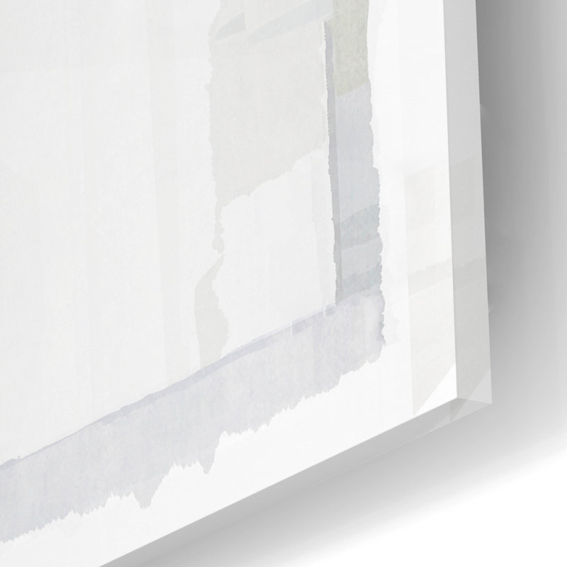 Art mural en verre épique 12 po x 16 po «White On White 5» par Cartissi