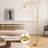 62'' Modern Standing Tall Arched/Arc Floor Lamp with adjustable Glass Shade and On/Off Foot Switch Gold Floor Lamp for Living Room