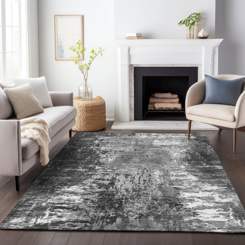 Premium Machine Washable Prisco Gray Rug, Rectangle 10' x 14'
