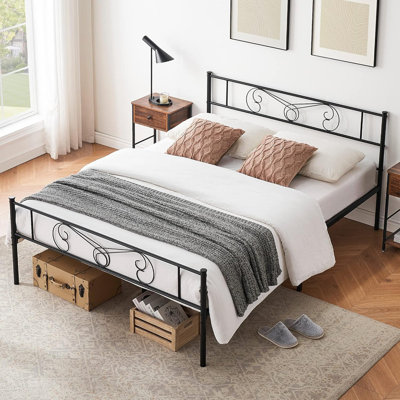 14 Inch King Size Metal Platform Bed Frame With Headboard And Footboard, Mattress Foundation With Premium Steel Slats Support, No Box Spring Needed, U -  Winston Porter, 80E5BF5E8D444ED69E7C5DE944FDBBA7