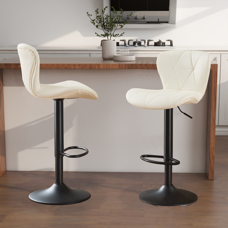 Tabourets de bar pivotants à hauteur réglable avec structure en métal , Beige