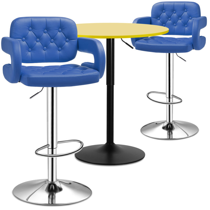 Ensemble de tabourets de bar 3 pièces Ferdinando, Jaune, Bleu