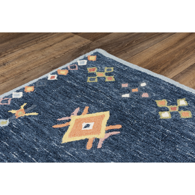 Hand Tufted Wool Geometric Indoor Rug, Rectangle 7'9" x 9'9"