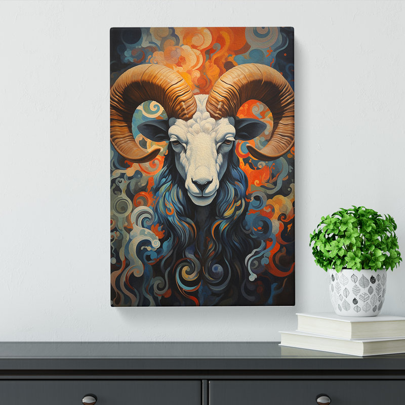 Aries Zodiac Hard Edge - Wrapped Canvas, 60cm H x 40cm W x 3cm D