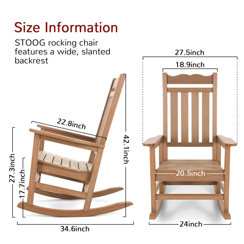 Ensemble de chaise berçante et de table d'appoint pour patio Hips All Weather, Teck