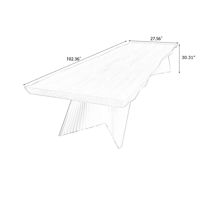 Bureau brun bois de noyer + rectangulaire en bois massif + acier au carbone, 30.31" H x 102.36" W x 27.56" D