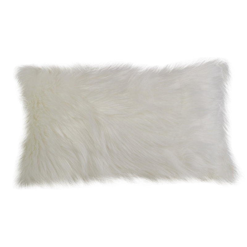 Edinburgh Faux Fur Pillow Cover & Insert, White
