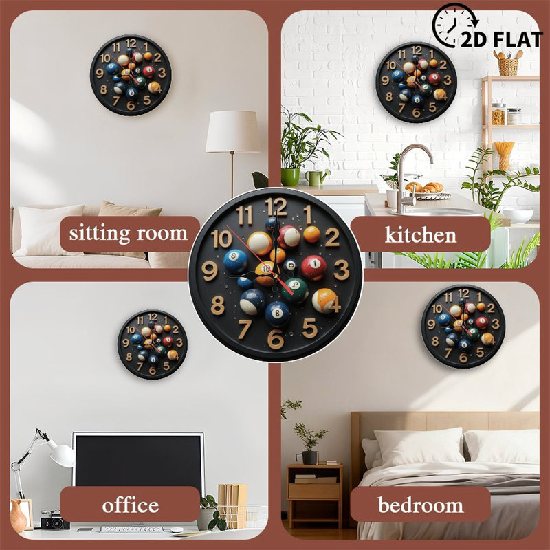 Horloge avec boules de billard
