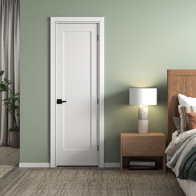 24”X80" Left Hand Prehung Interior Door with Knock Down Jamb Kit & Matte Black Hinges, 1-Panel Shaker Style Hollow Core Interior Slab Door with Bore & Hinge Cutout For Bathroom, Pantry, Laundry Interior Door