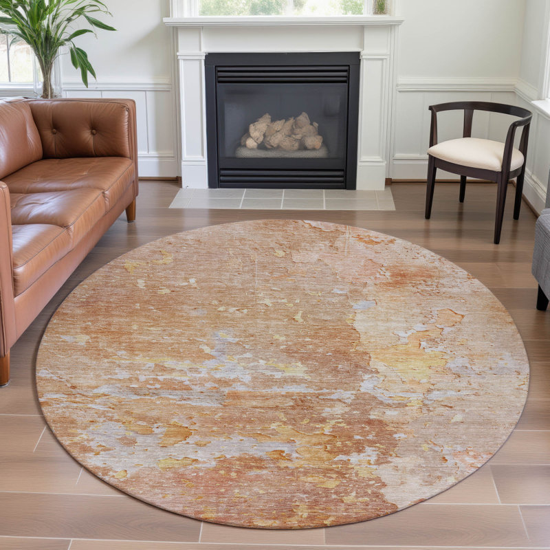 Premium Machine Washable Larock AMF1234 Abstract Rug, Round 8'