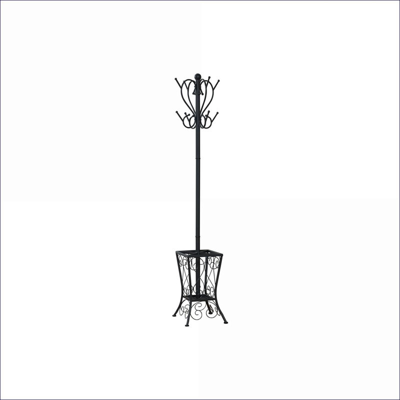 Portemanteau autoportant en métal noir mat avec crochets 8 crochets FlowLuxe FlowLuxe