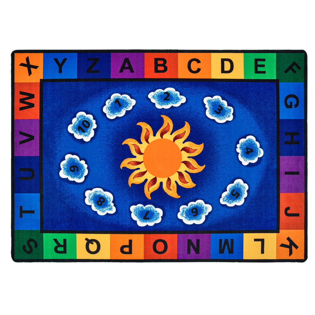 Sunny Day Learn Play Literacy Classroom Tufted Blue/Red Area Rug Carpets for Kids Rug 