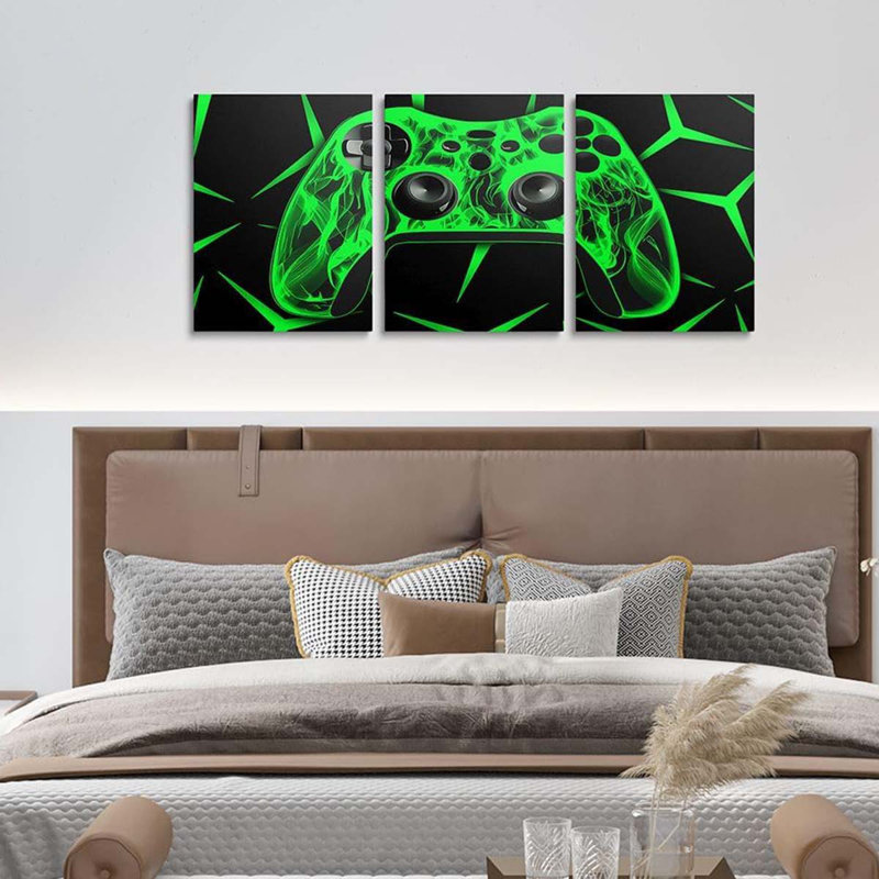 3 Piece Wrapped Canvas Print, Green