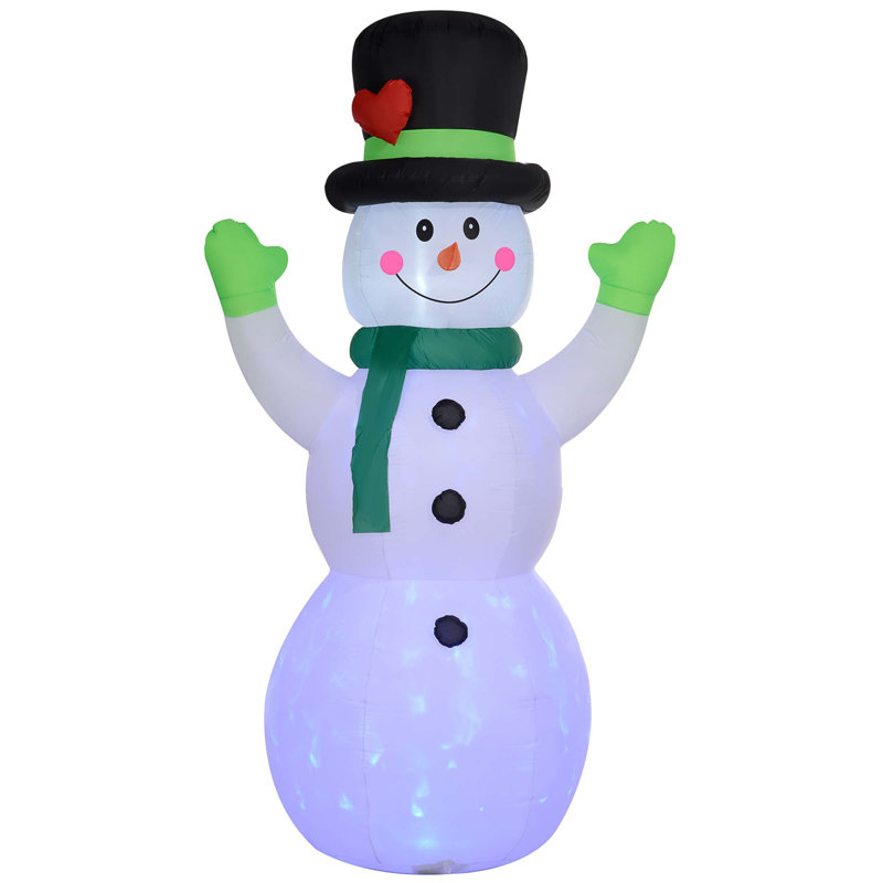 Bonhomme de neige gonflable de Noël 10 pi avec chapeau noir pour cour