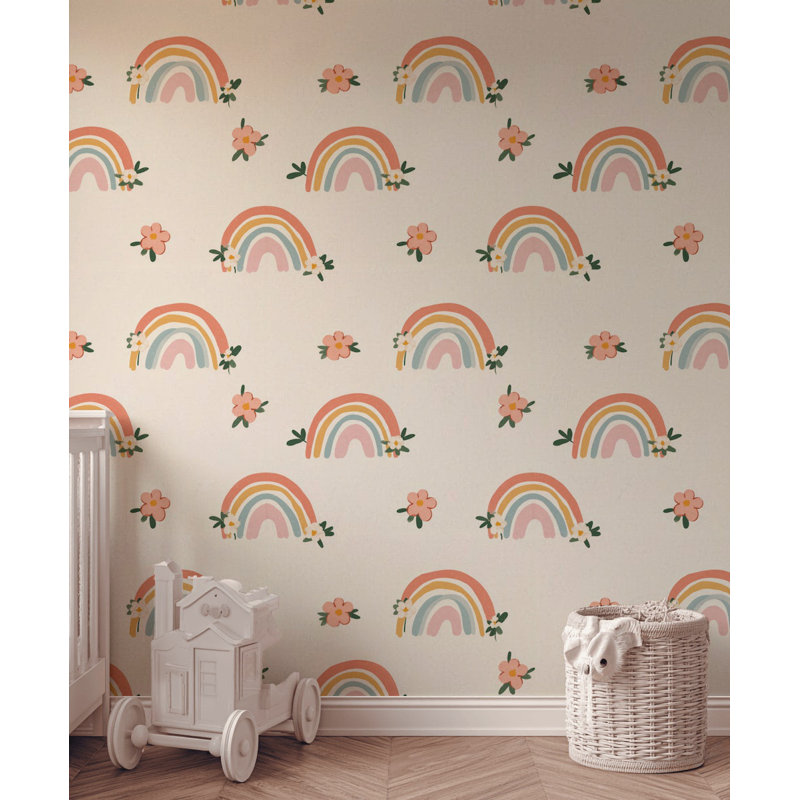 Murale fantaisiste en papier peint arc-en-ciel fantaisiste, Non tissé, non collé